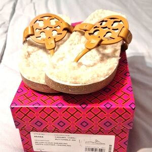 Tory Burch Miller cloud Shearling sandal size 6